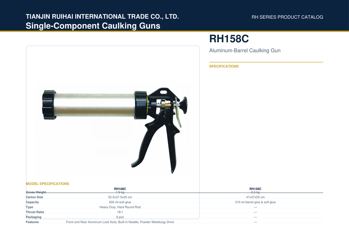 RH158C Aluminum-Barrel Caulking Gun