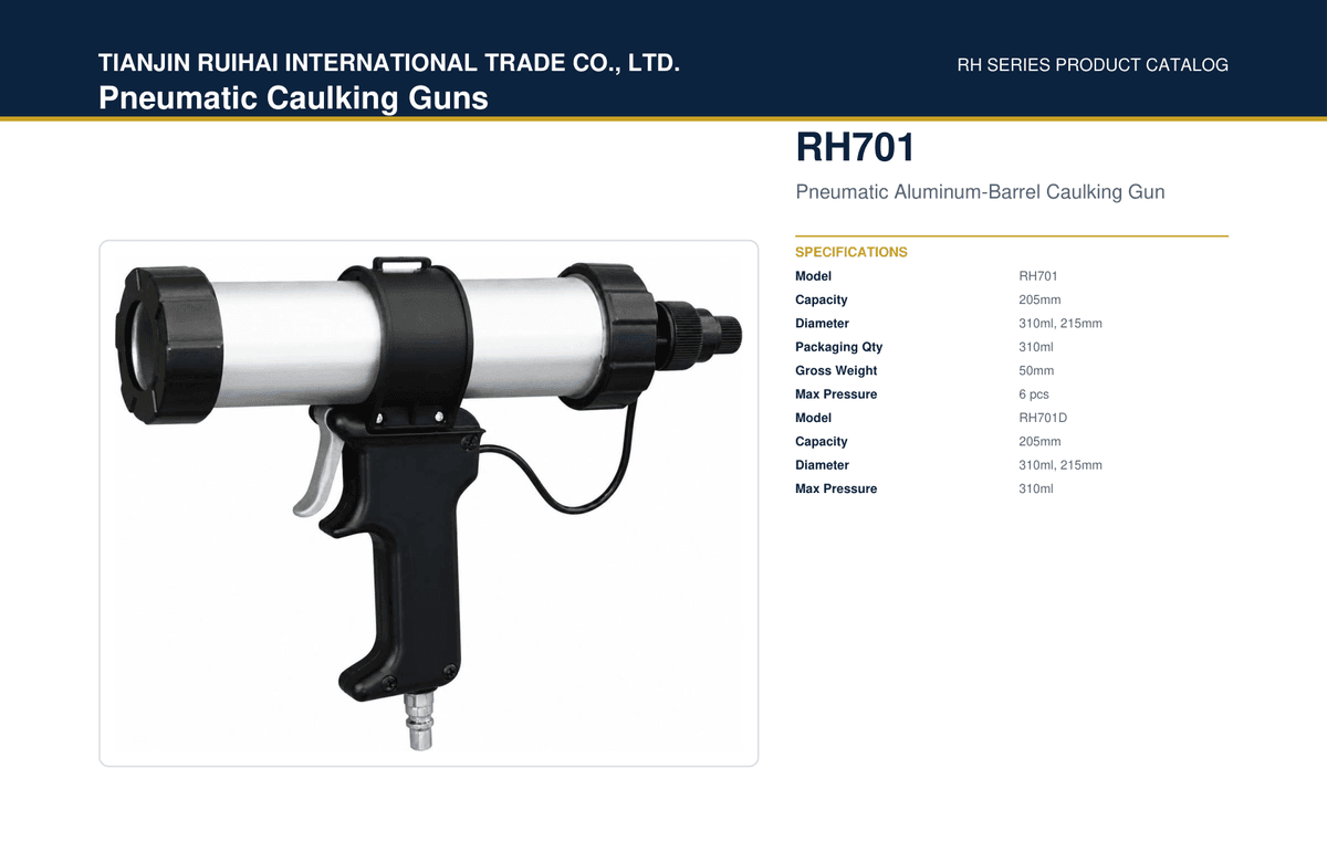 RH701 Pneumatic Aluminum-Barrel Caulking Gun