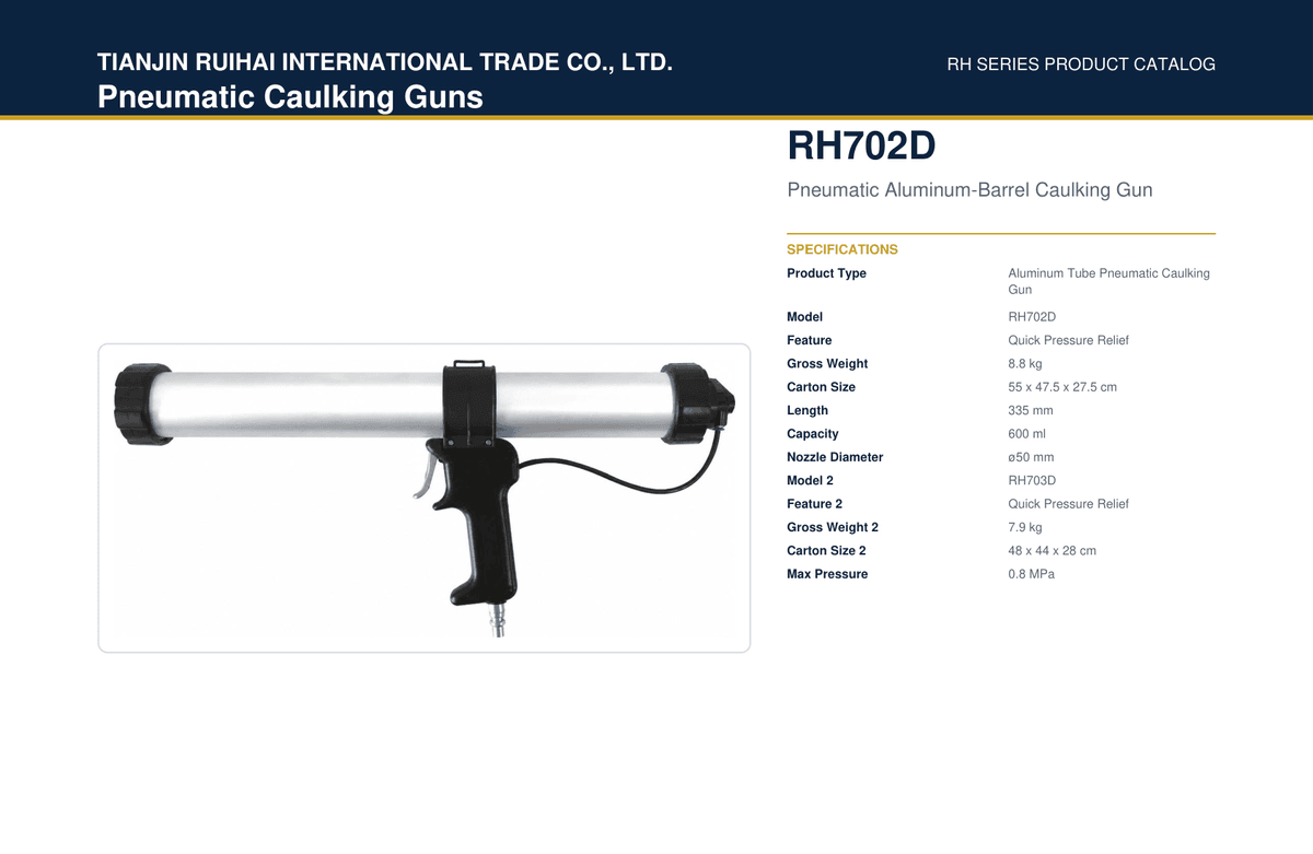 RH702D Pneumatic Aluminum-Barrel Caulking Gun
