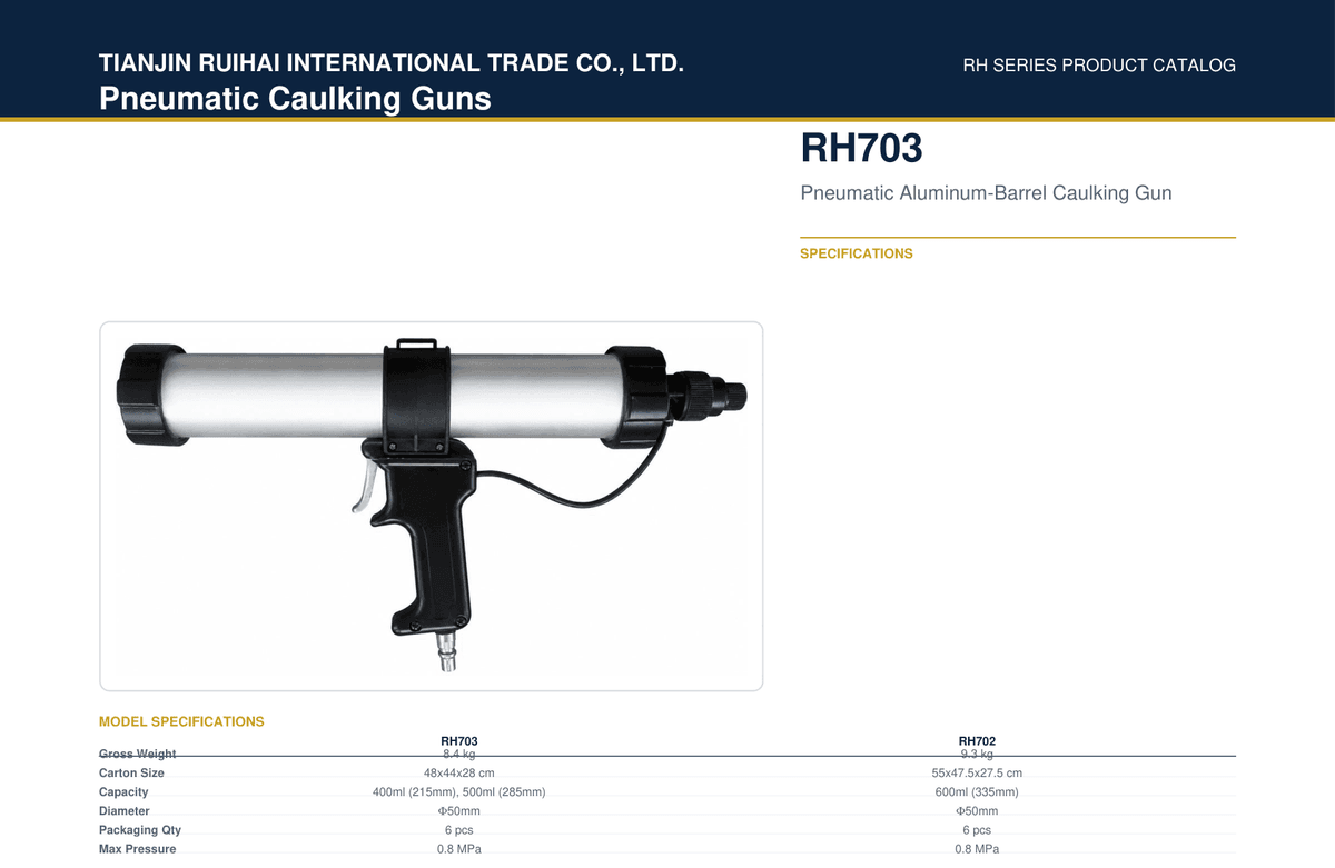 RH703 Pneumatic Aluminum-Barrel Caulking Gun