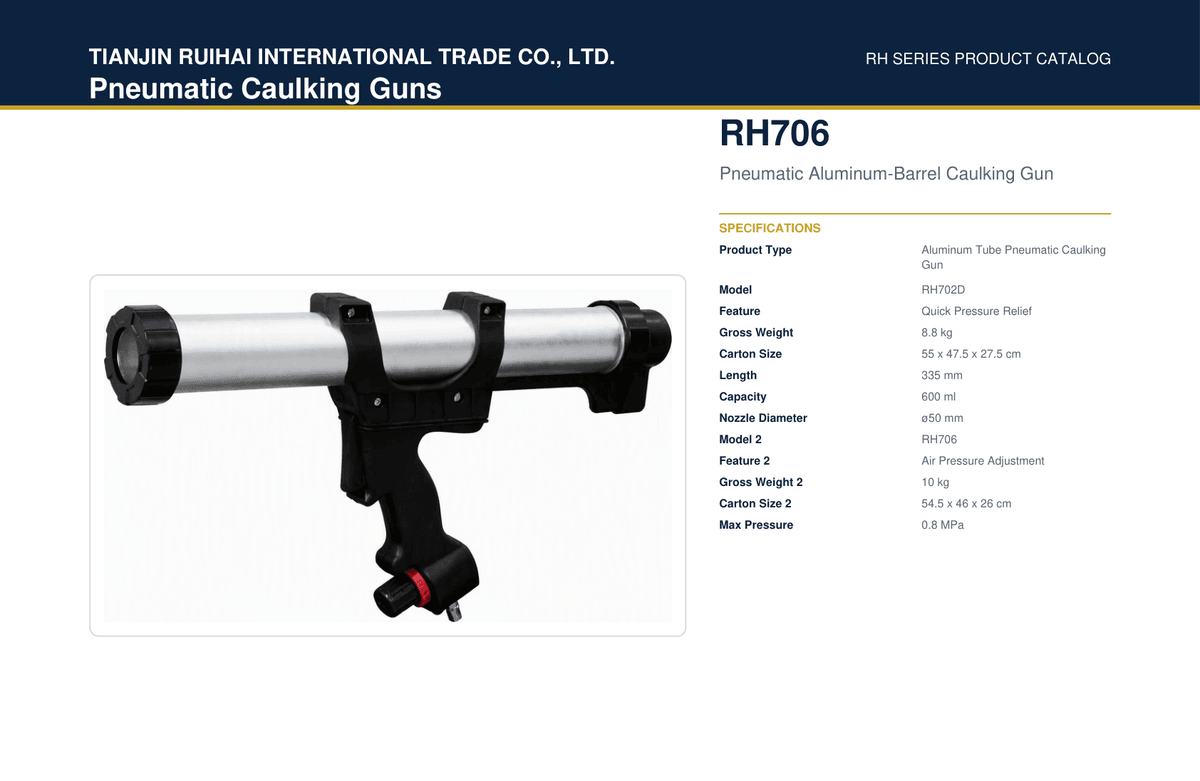 RH706 Pneumatic Aluminum-Barrel Caulking Gun