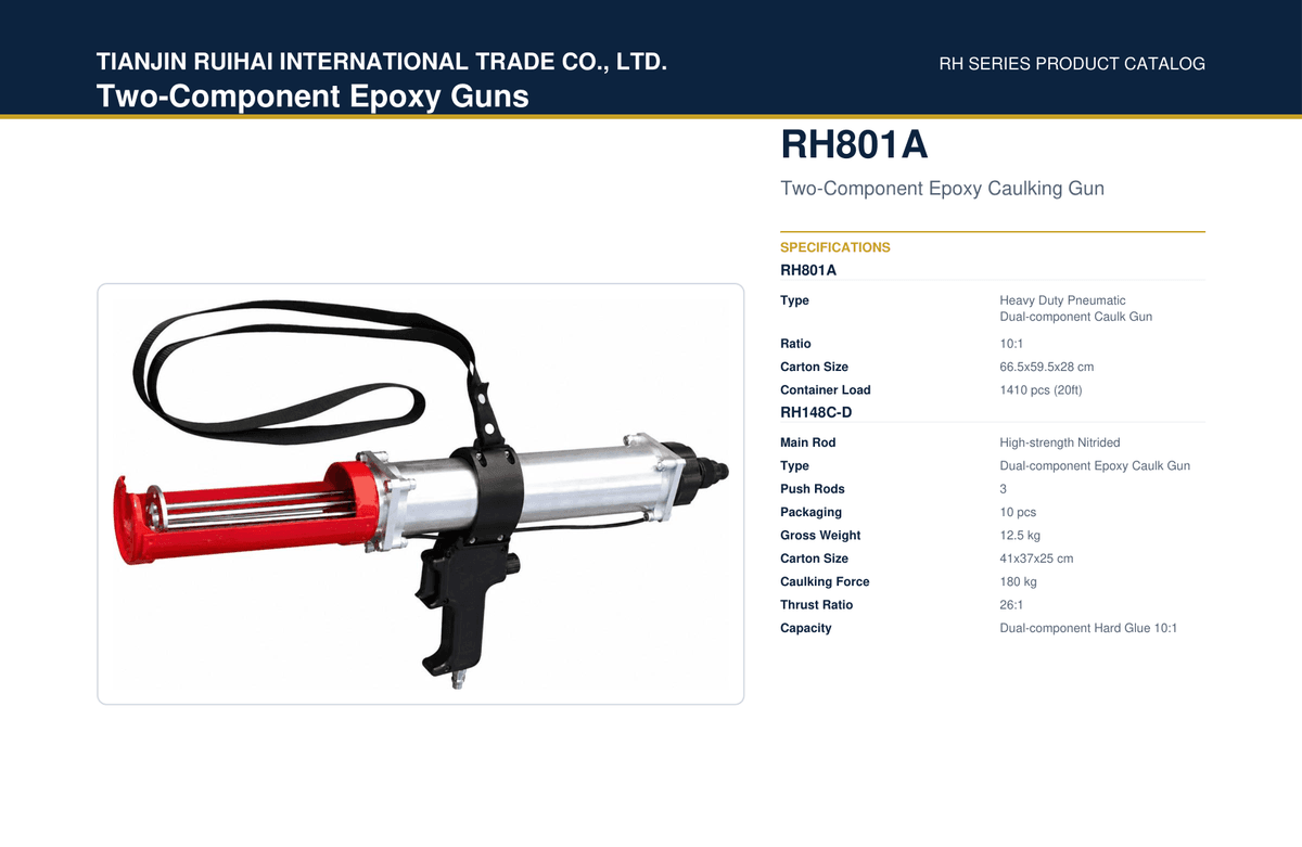 RH801A Pneumatic Dual-Component Caulk Gun (Heavy Duty)