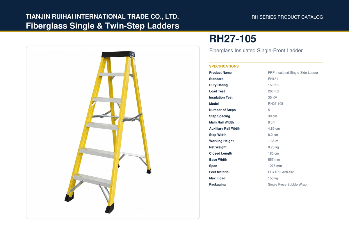 RH27-105 Fiberglass Insulated Single-Front Ladder