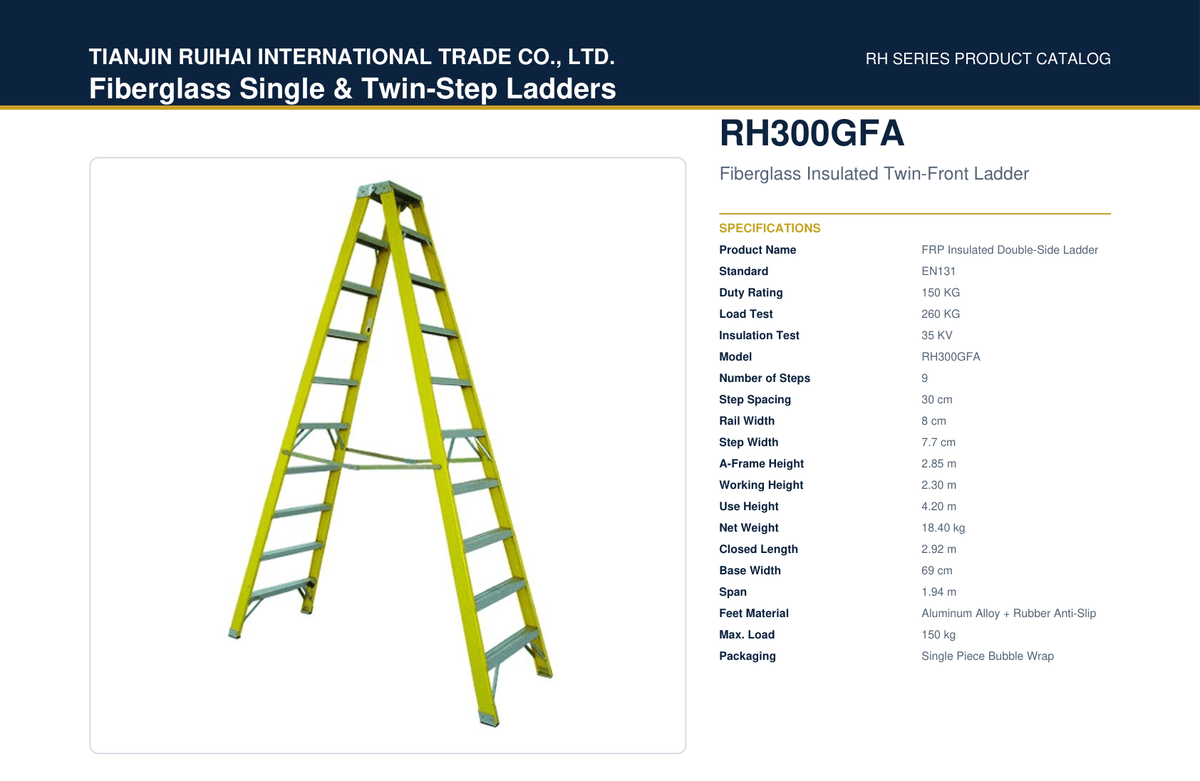 RH300GFA Fiberglass Insulated Twin-Front Ladder