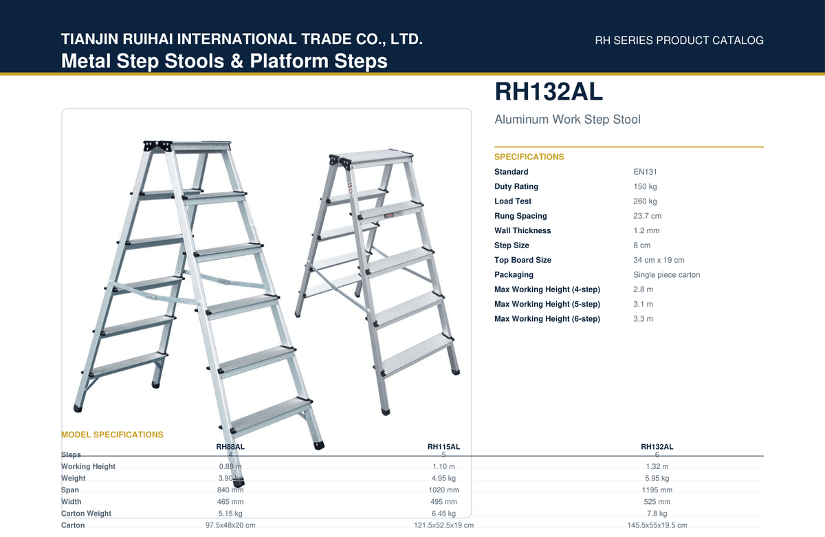 RH132AL Aluminum Work Step Stool