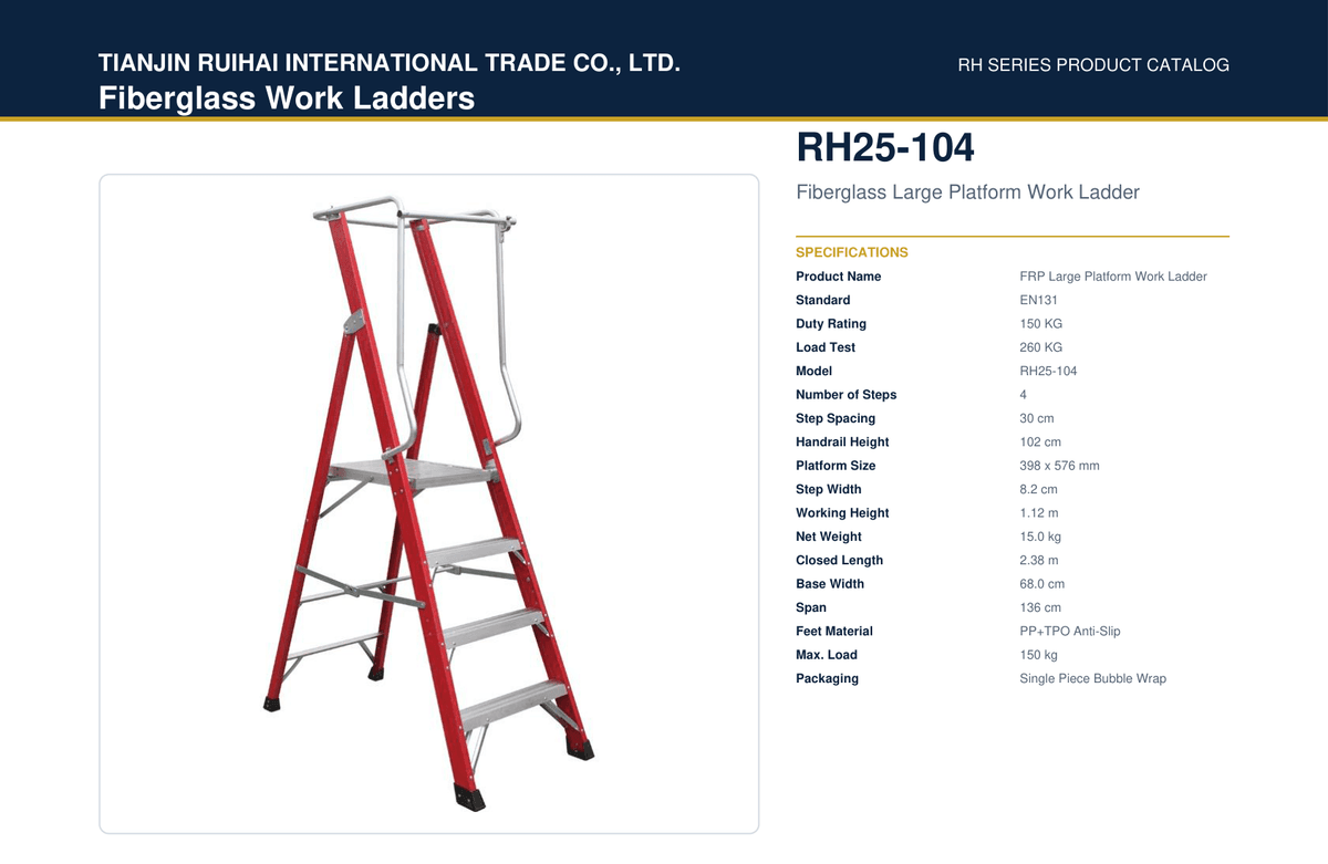 RH25-104 Fiberglass Large Platform Work Ladder