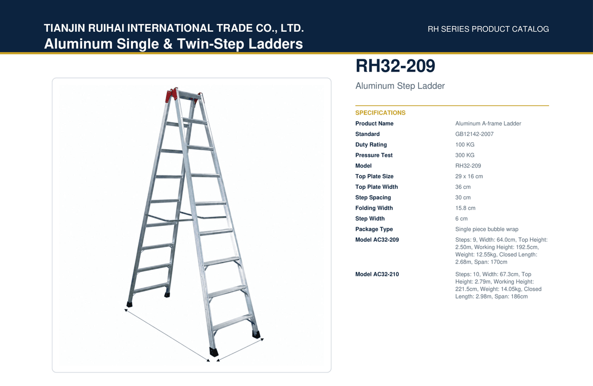 RH32-209 Aluminum Step Ladder (A-frame)