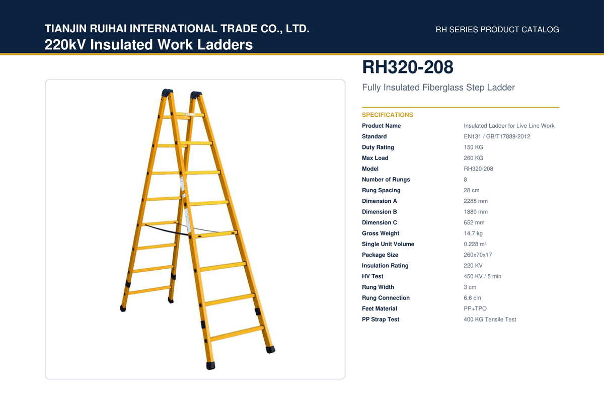 RH320-208 Fully Insulated Fiberglass Step Ladder