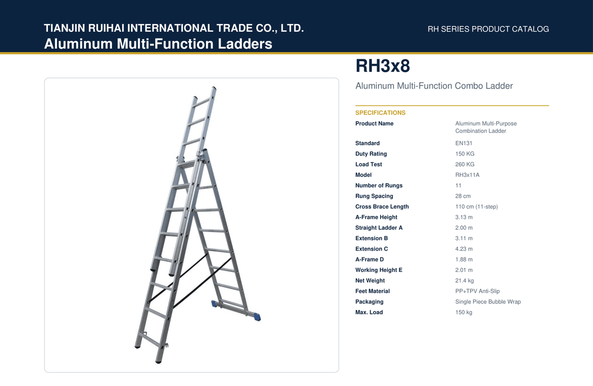 RH3x8 Aluminum Multi-Function Combo Ladder (11-rung)