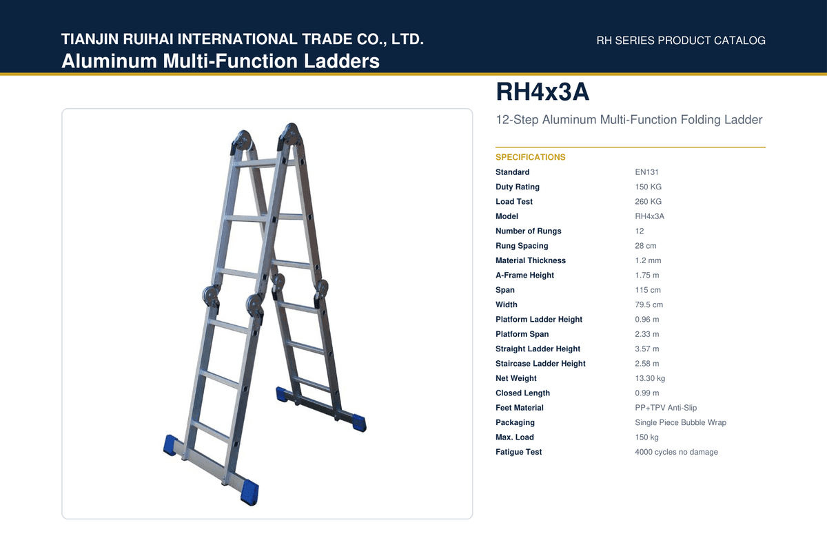 RH4x3A 12-Step Aluminum Multi-Function Folding Ladder