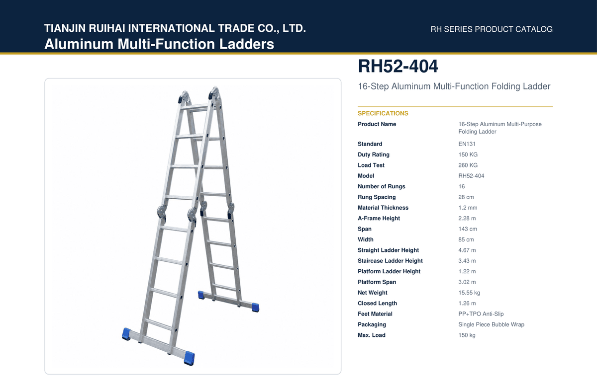 RH52-404 16-Step Aluminum Multi-Function Folding Ladder
