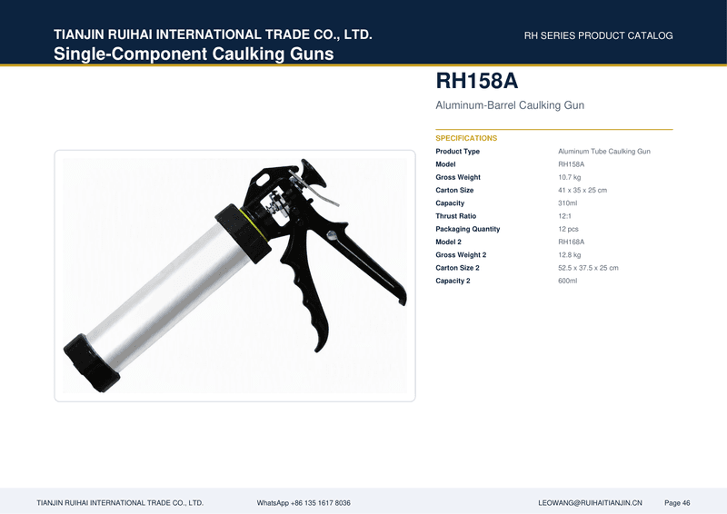 RH168A Aluminum-Barrel Caulking Gun (Large)
