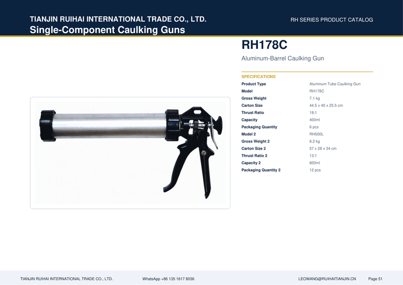 RH500L Aluminum-Barrel Caulking Gun (Large)