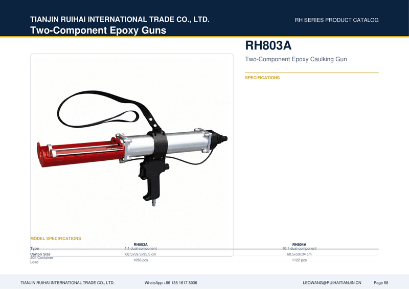 RH804A Two-Component Epoxy Caulking Gun (10:1)