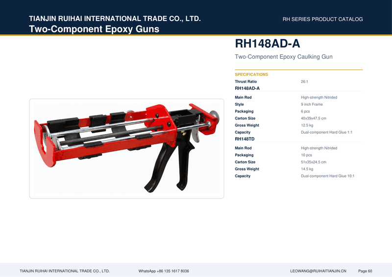 RH148TD Two-Component Epoxy Caulking Gun (10:1)