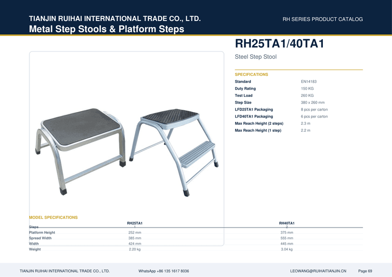 RH40TA1 Steel Step Stool (2-step)